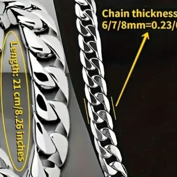 925 Sterling Silver Men's Jewelry Set Thick Chain Necklace Bracelet Men's Chain - Picture 2 of 8